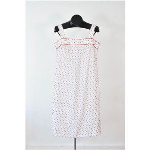 Vintage White Spring Dress, Vintage Colorful Flowy Dress Size XL